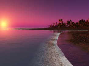 Digital Coastal Beach Sunset