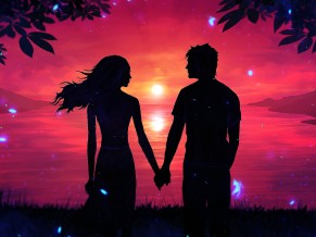 Romantic Couple Sunset Silhouette