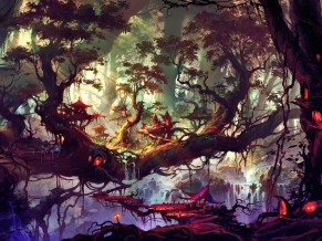 Artwork City Fantastic Fantasy Forest Home 4K HD
