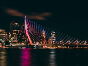Erasmus Bridge at Night Rotterdam Netherls 5K