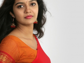 Colors Swathi in Red Saree