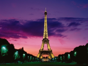 Eiffel Tower at Night Paris France