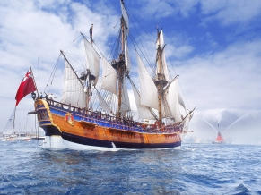 Replica of Endeavour on Sydney Harbor