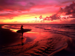 Surfer at Twilight Hawaii