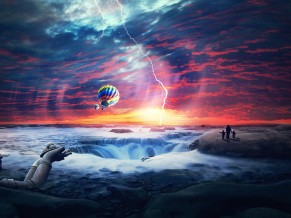 Heaven Sunset Sea Airballons