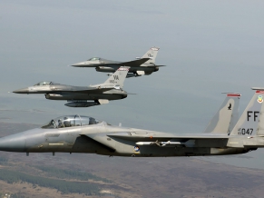 F 15 Eagle joined F 16 Fighting Falcons