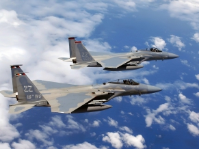 F 15C Eagles flies Over Okinawa