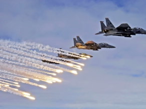 F 15E Strike Eagles Launch Chaffs & Flares