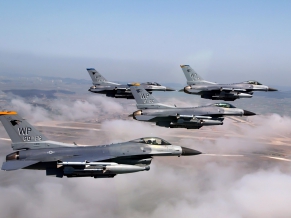 Formation of F 16 Fighting Falcons