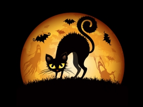 Halloween Cats Bats