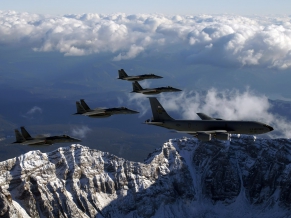 KC 135 Stratotanker Refueling F 15 Eagles