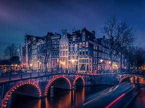 Amsterdam Night Cityscape