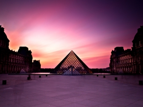 Louvre Museum at Sunset