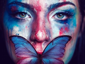 Beautiful Woman Butterfly Portrait