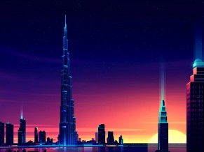 Dubai Neon Cityscape