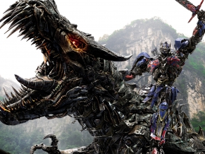 Optimus Prime on Dinobot