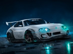 Toyota Supra Neon Lights 4K