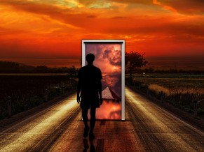 Surrealism Man Door Imagination 4K HD