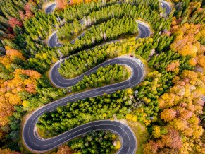 Winding road Aerial view 4K