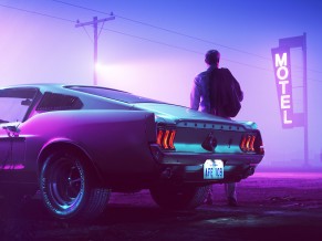 Retrowave Neon Mustang Driver 5K