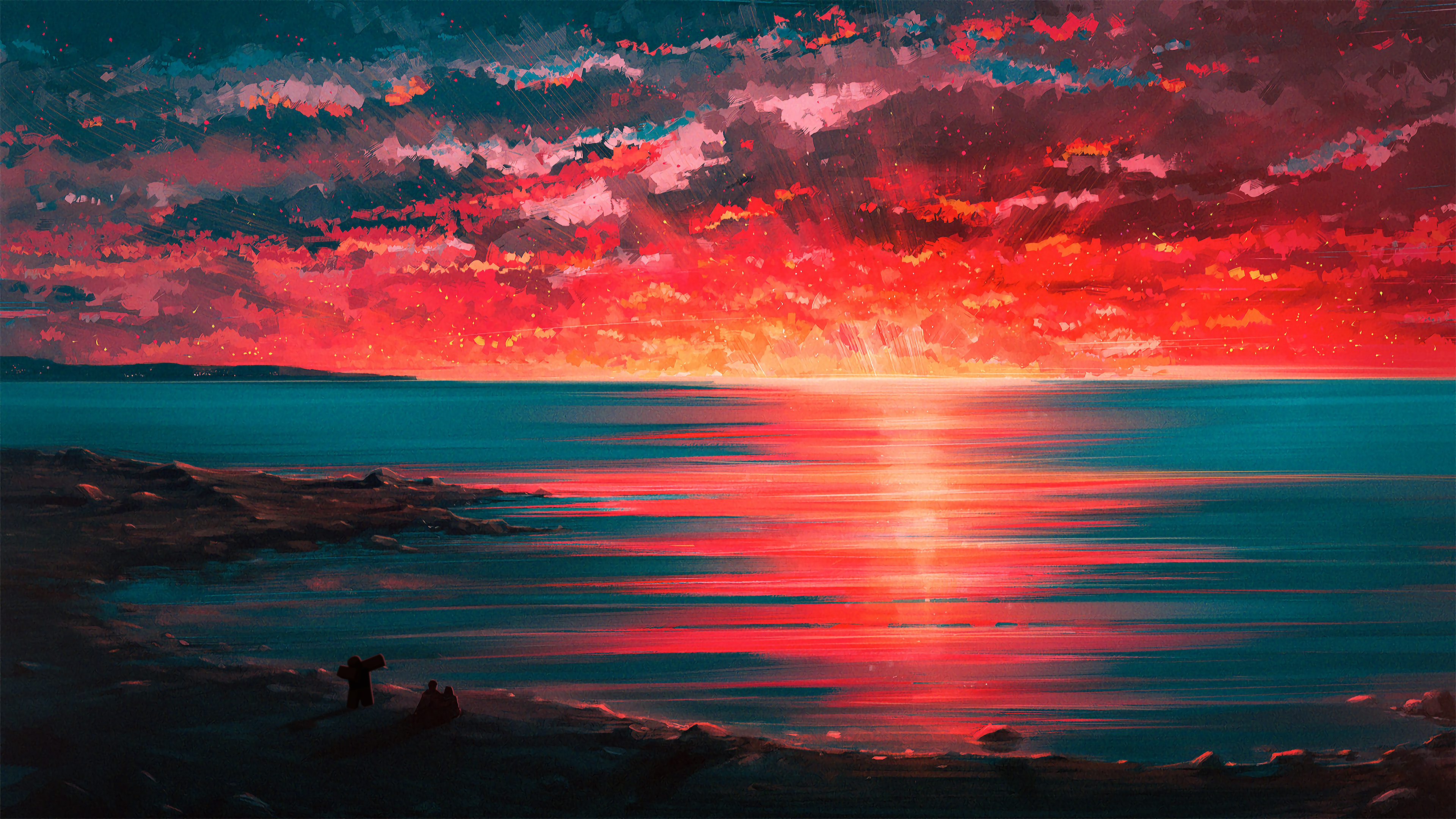 Sunset Digital Paint 4k Wallpapers Wallpapers Hd